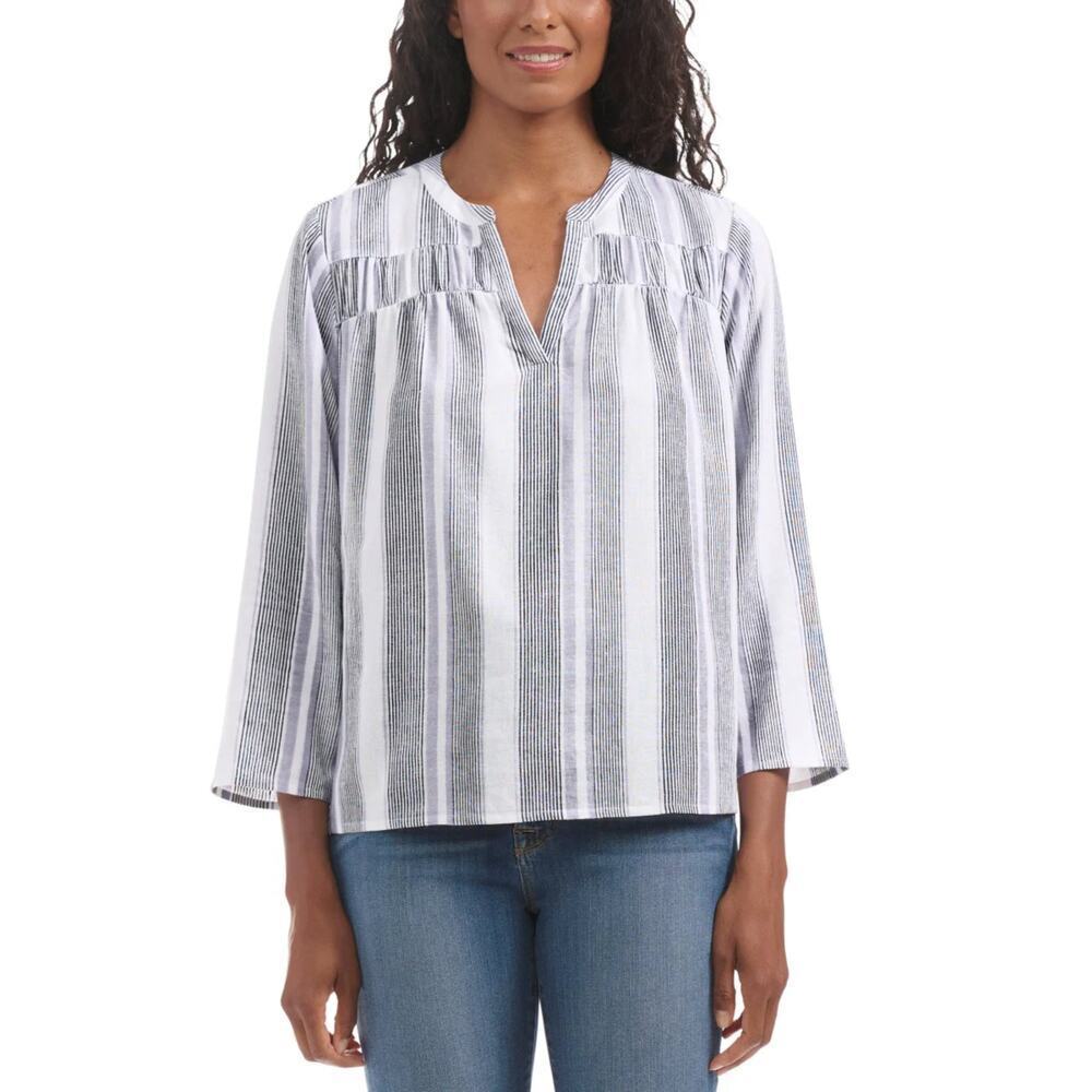 Nwt Splendid Women's V-Neck Relaxed Fit Lightweight Denim Blouse Top